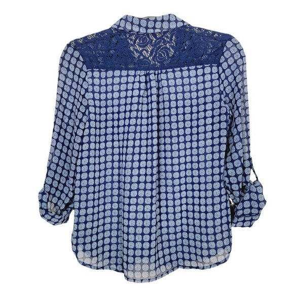 Scooter Brown Big Girls Sz 14 Shirt Button Up Roll Tab Sleeves Lace Details VGC - Picture 3 of 9